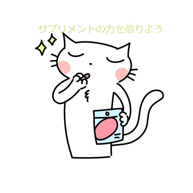 サプリメントを飲む猫